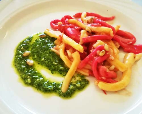 Strozzapreti with pesto